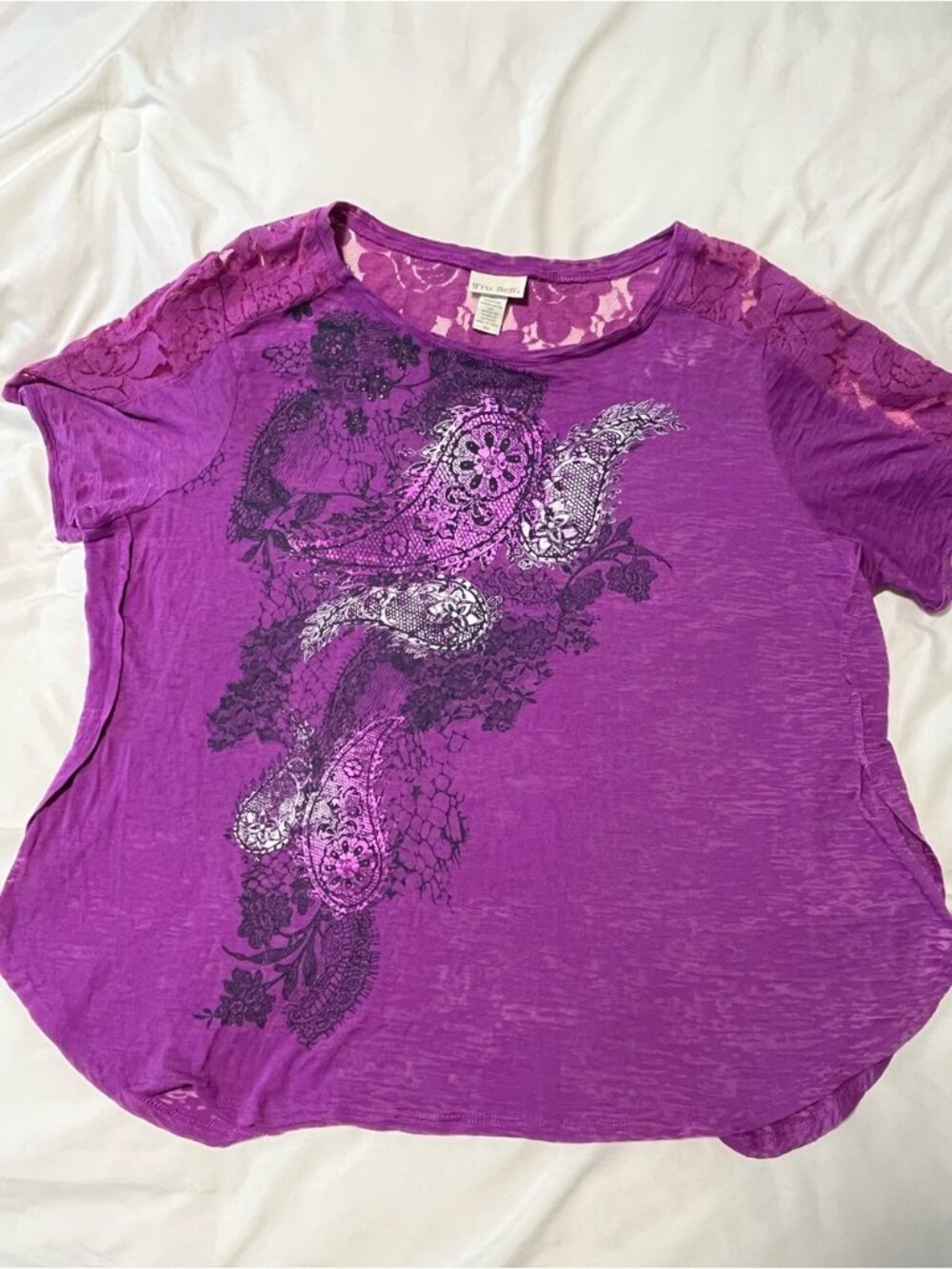 Magenta Lace Shoulder Shirt